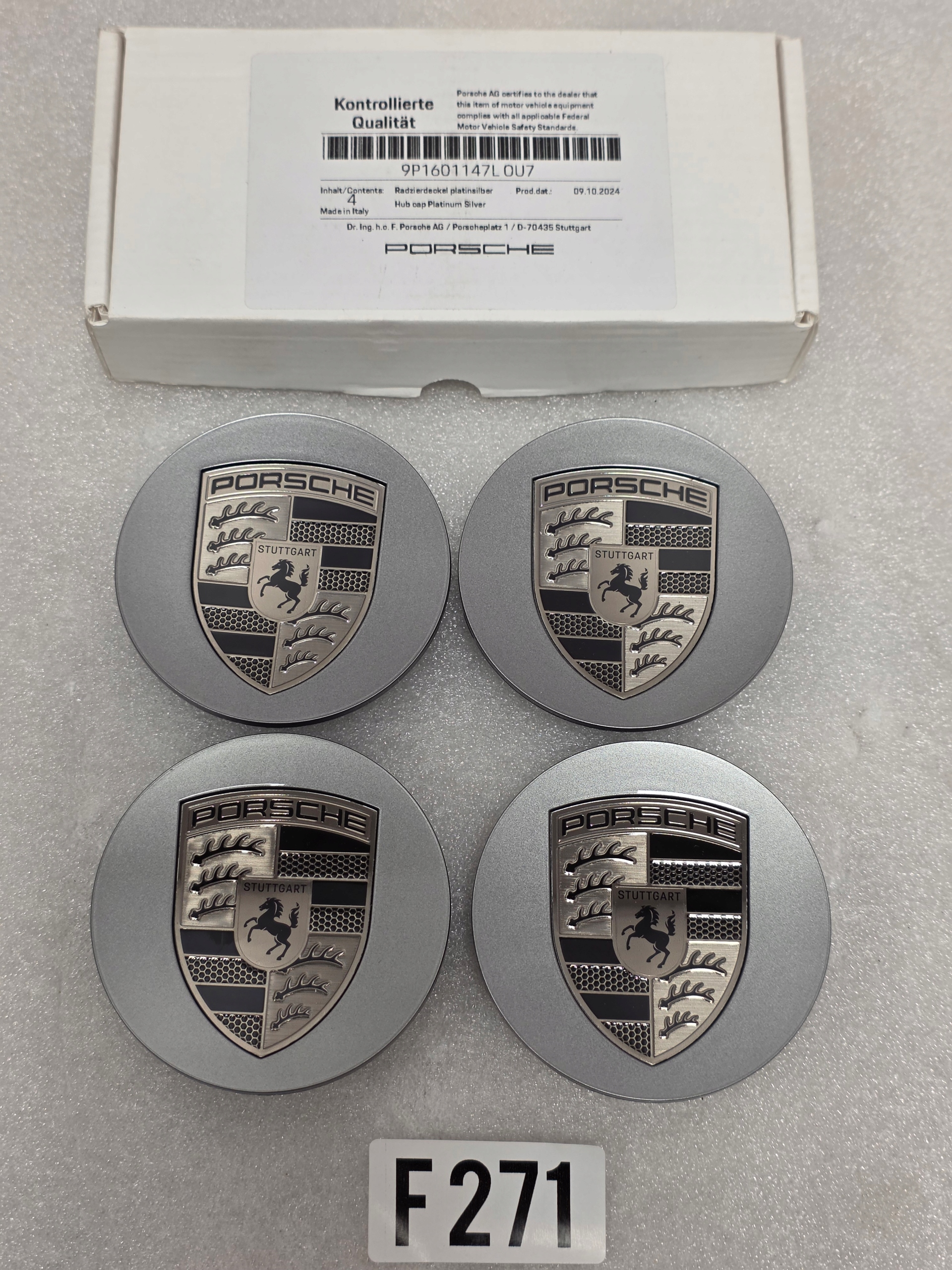 Center Caps Decorative Cover PORSCHE OU7 Platinum Silver - galeria