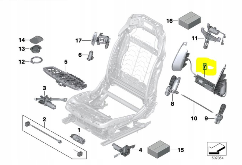 Cushion Inflating Seat Back Width Adjustment BMW G30 F90 - galeria