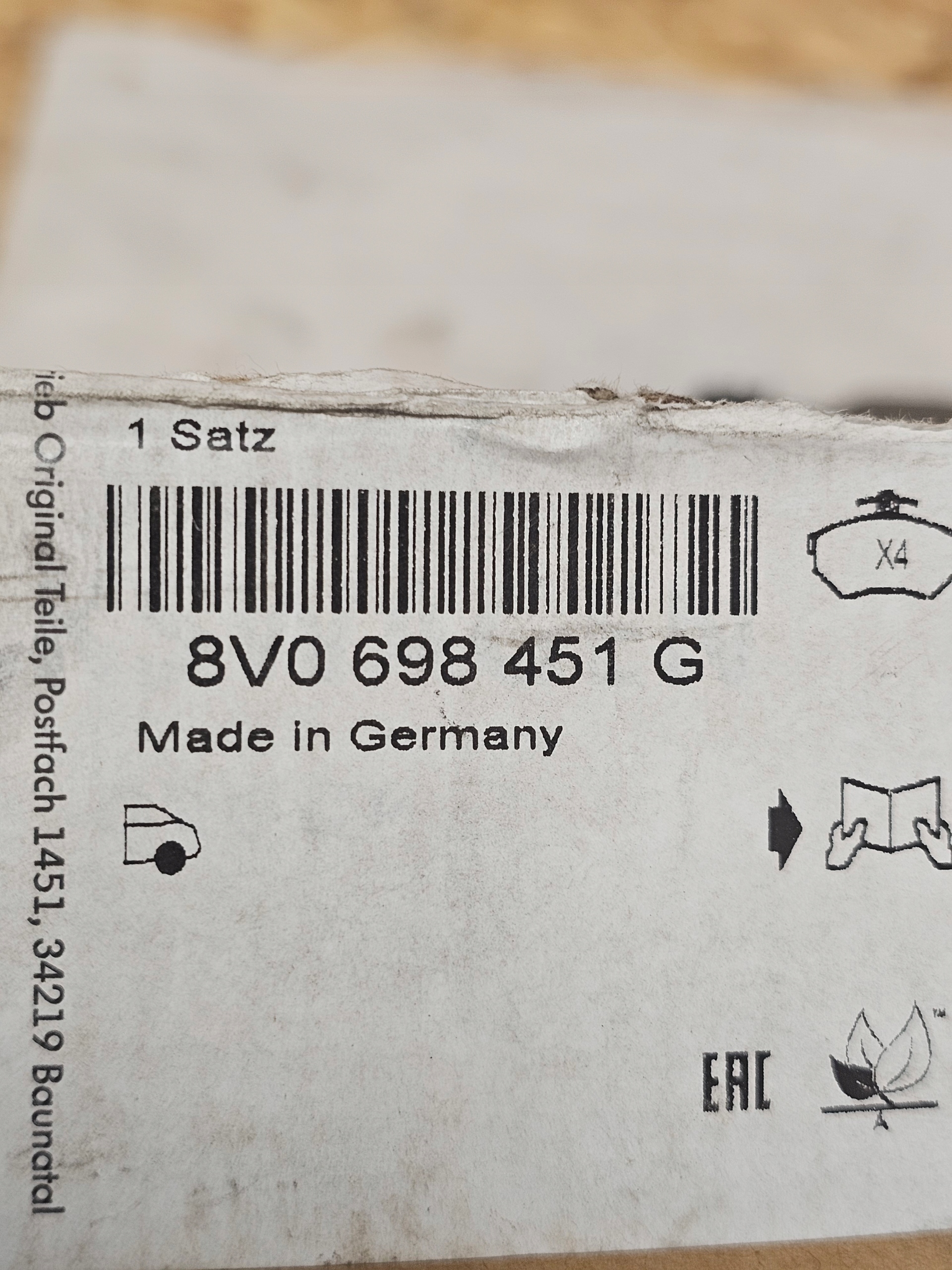 Колодки Audi RS3 8V RSQ3 TTRS ЗАДНИЕ OEM - galeria