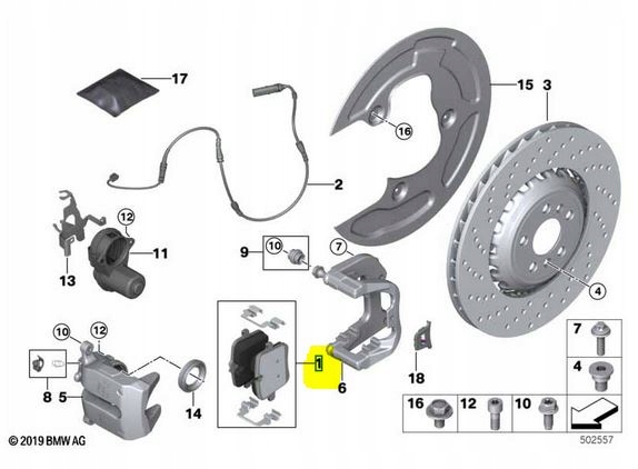 Колодки задние BMW M5 F90 M8 X5M F95 X6M F96 OEM Новые - galeria